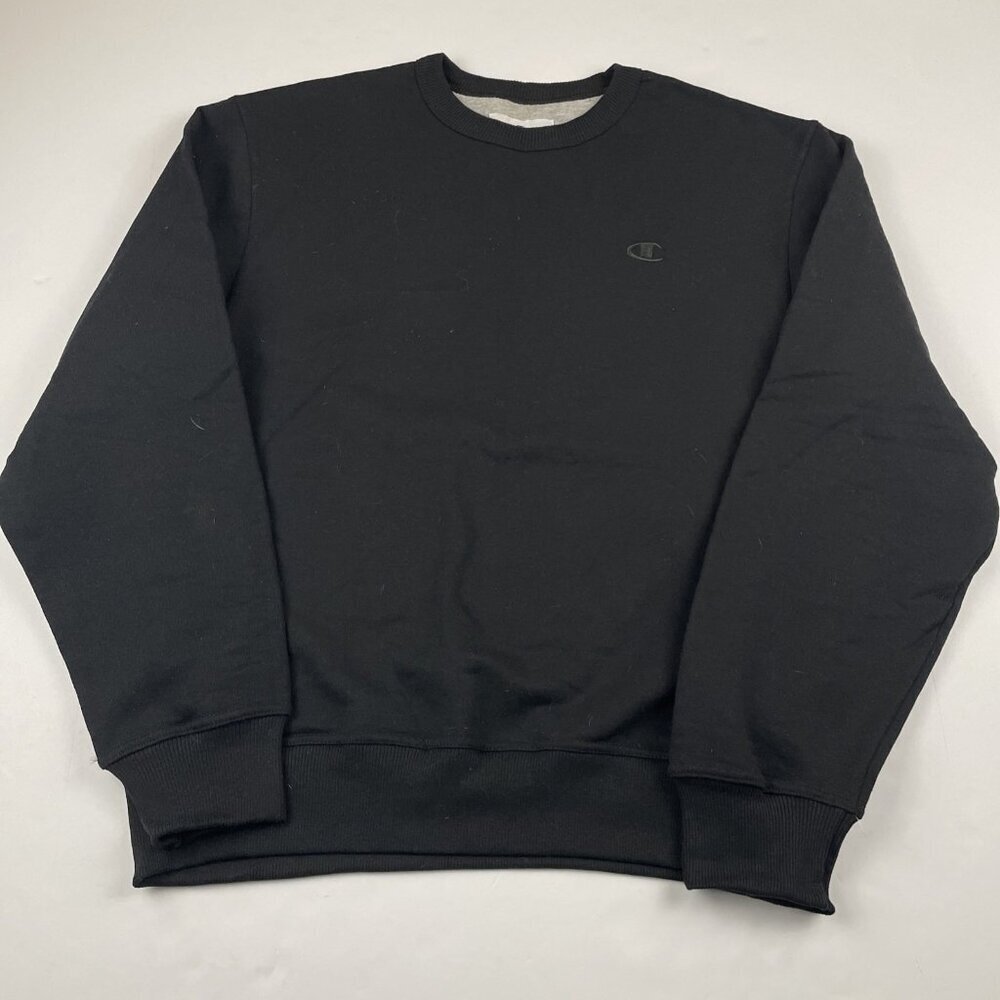 Champion Sweatshirt Men’s Medium Black Crewneck Fleece Pullover Sports Gym